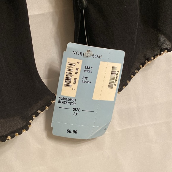 NWT π€ E.I.C. 100% Silk, Embroidered Beaded Blouse, Empire Waist, Side Zipper - Picture 11 of 12